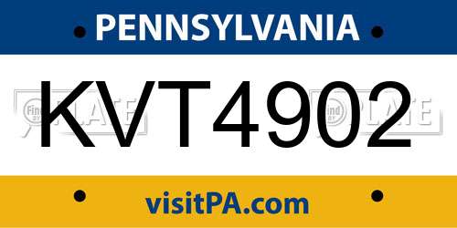 KVT4902 Pennsylvania License Plate