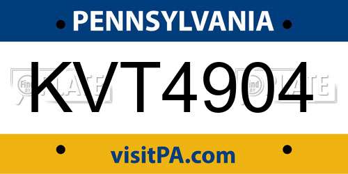 KVT4904 Pennsylvania License Plate