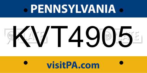KVT4905 Pennsylvania License Plate