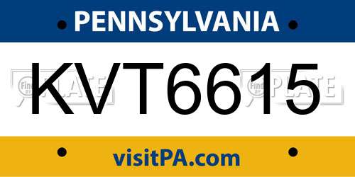 KVT6615 Pennsylvania License Plate