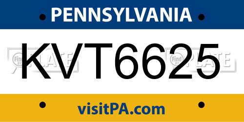 KVT6625 Pennsylvania License Plate