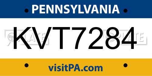 KVT7284 Pennsylvania License Plate