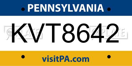 KVT8642 Pennsylvania License Plate