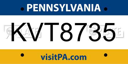 KVT8735 Pennsylvania License Plate