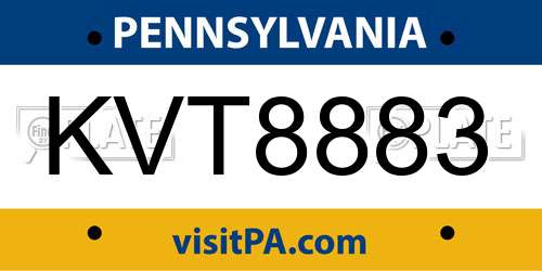 KVT8883 Pennsylvania License Plate