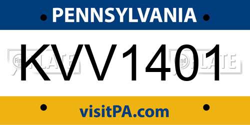 KVV1401 Pennsylvania License Plate
