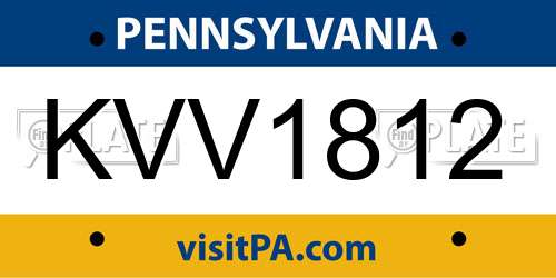 KVV1812 Pennsylvania License Plate