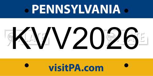 KVV2026 Pennsylvania License Plate