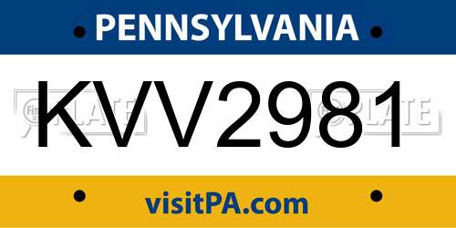 KVV2981 Pennsylvania License Plate