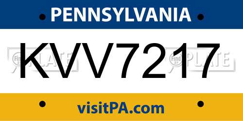 KVV7217 Pennsylvania License Plate