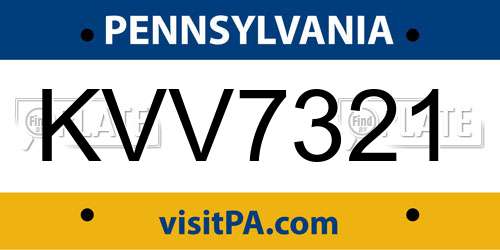 KVV7321 Pennsylvania License Plate
