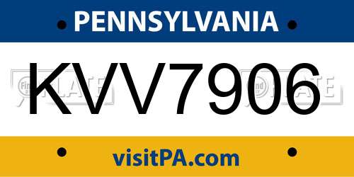 KVV7906 Pennsylvania License Plate