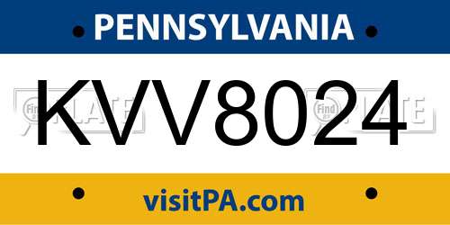 KVV8024 Pennsylvania License Plate