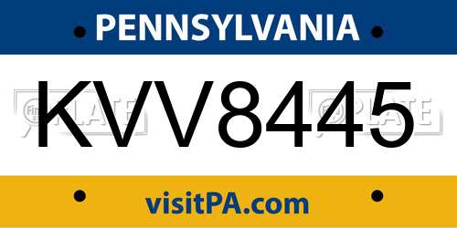 KVV8445 Pennsylvania License Plate