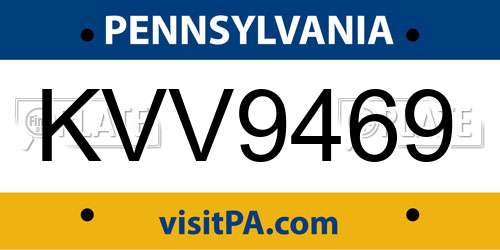 KVV9469 Pennsylvania License Plate