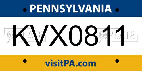 KVX0811 Pennsylvania License Plate