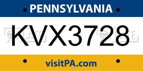 KVX3728 Pennsylvania License Plate