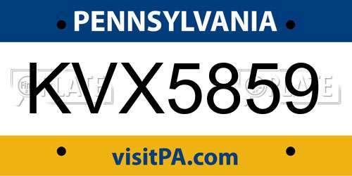 KVX5859 Pennsylvania License Plate