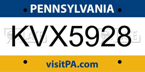 KVX5928 Pennsylvania License Plate