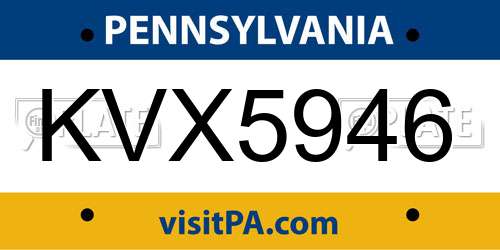 KVX5946 Pennsylvania License Plate