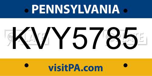 KVY5785 Pennsylvania License Plate