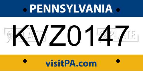 KVZ0147 Pennsylvania License Plate