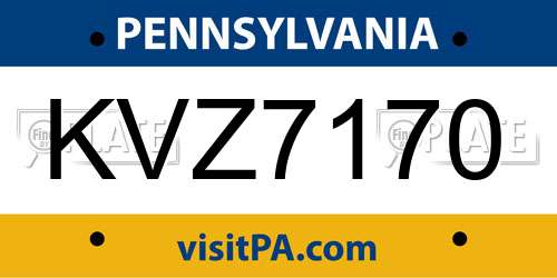 KVZ7170 Pennsylvania License Plate
