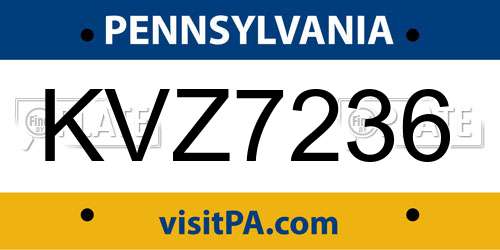 KVZ7236 Pennsylvania License Plate