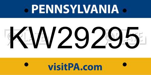 KW29295 Pennsylvania License Plate