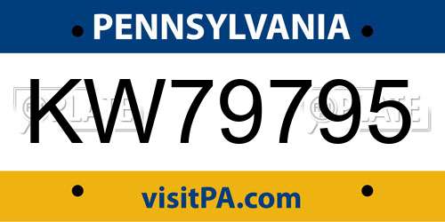 KW79795 Pennsylvania License Plate