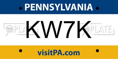 KW7K Pennsylvania License Plate