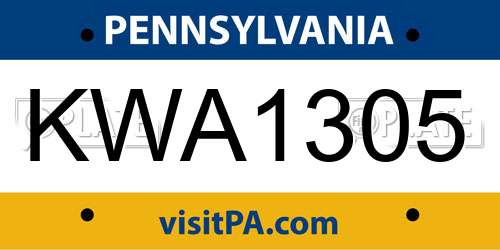 KWA1305 Pennsylvania License Plate