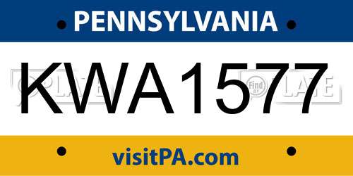 KWA1577 Pennsylvania License Plate