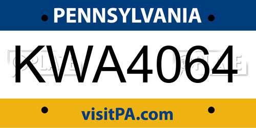 KWA4064 Pennsylvania License Plate