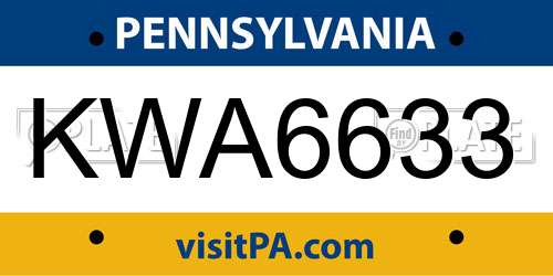 KWA6633 Pennsylvania License Plate