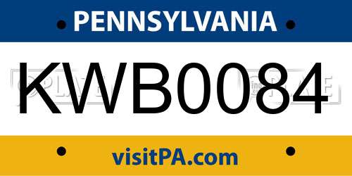 KWB0084 Pennsylvania License Plate