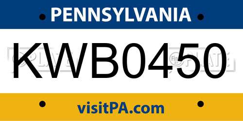 KWB0450 Pennsylvania License Plate