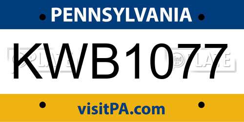 KWB1077 Pennsylvania License Plate