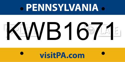 KWB1671 Pennsylvania License Plate