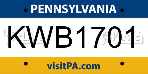 KWB1701 Pennsylvania License Plate
