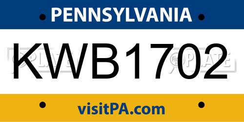 KWB1702 Pennsylvania License Plate