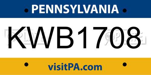 KWB1708 Pennsylvania License Plate
