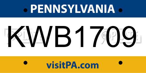 KWB1709 Pennsylvania License Plate