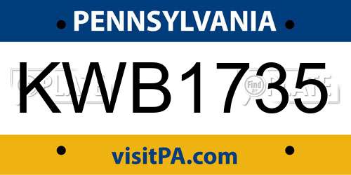 KWB1735 Pennsylvania License Plate