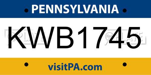 KWB1745 Pennsylvania License Plate