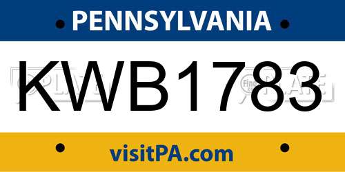 KWB1783 Pennsylvania License Plate