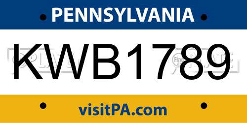 KWB1789 Pennsylvania License Plate
