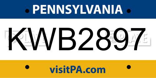 KWB2897 Pennsylvania License Plate