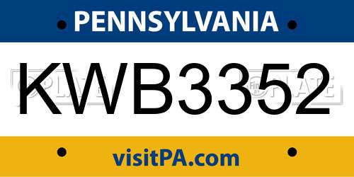 KWB3352 Pennsylvania License Plate