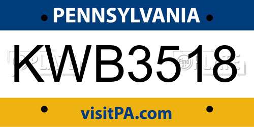 KWB3518 Pennsylvania License Plate
